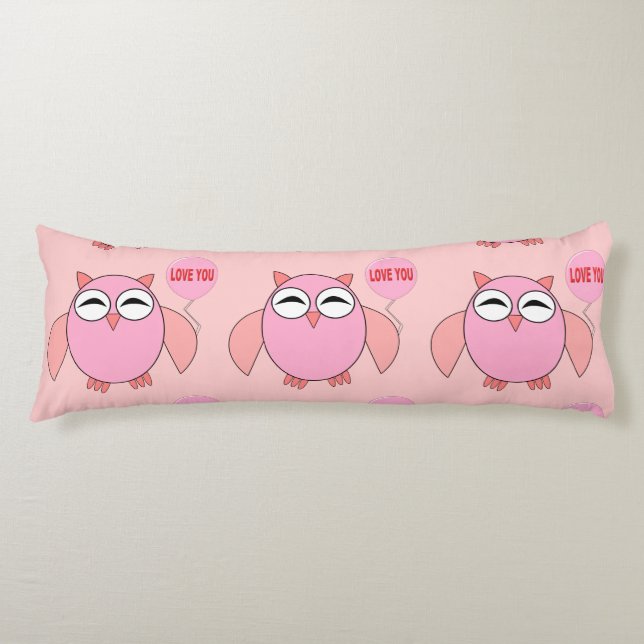 Cute Rosa Kärlek You Uggla Body Pillow Kroppskudde (Framsidan)