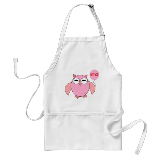 Cute Rosa Kärlek You Uggla Cooking Apron Förkläde (Framsidan)