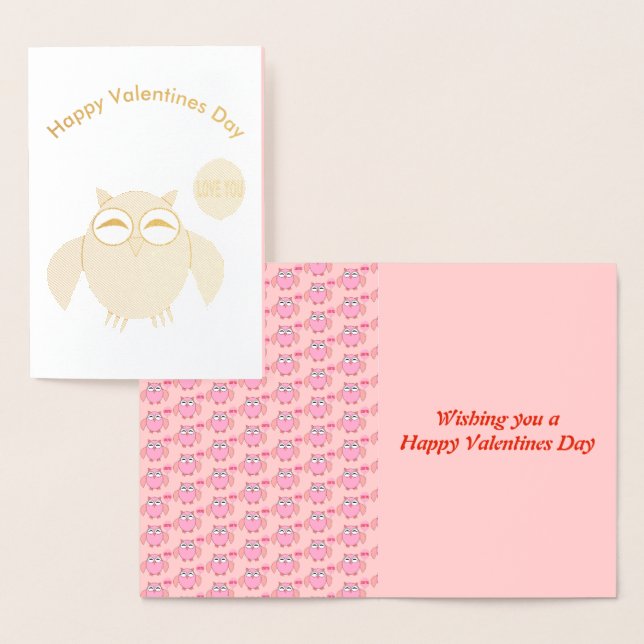 Cute Rosa Kärlek You Uggla Foil Card Folierat Kort (Display)