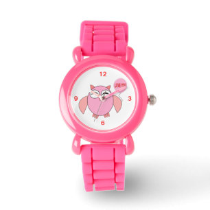 Cute Rosa Kärlek You Uggla Glitter Watch Armbandsur
