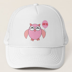 Cute Rosa Kärlek You Uggla Hat Truckerkeps