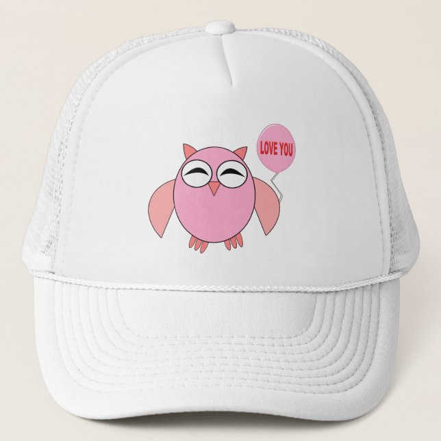 Cute Rosa Kärlek You Uggla Hat Truckerkeps (Framsida)