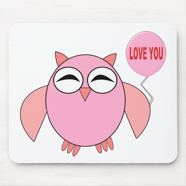 Cute Rosa Kärlek You Uggla Mousepad Musmatta (Framsidan)