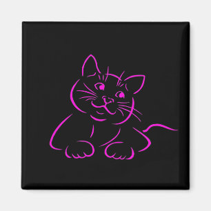 Cute Rosa Kattunge Magnet