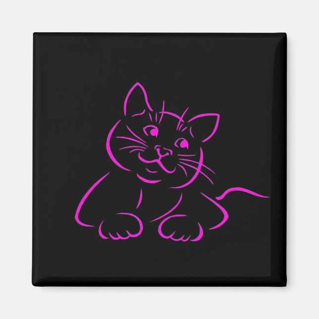 Cute Rosa Kattunge Magnet (Framsidan)