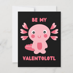 Cute rosa kawaii axolotl frågade - var min Valento Anteckningskort