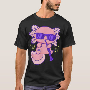 Cute Rosa Kawaii Axolotl med glas som spelas upp C T Shirt