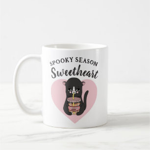 Cute Rosa Kawaii Cat Spooky Season Sölung Kaffemugg
