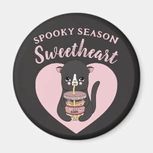 Cute Rosa Kawaii Cat Spooky Season Sölung Magnet