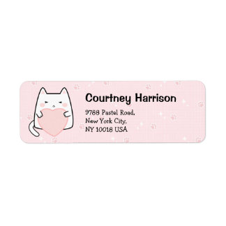 Cute Rosa Kawaii Cats Gnistra Returadress Etikett