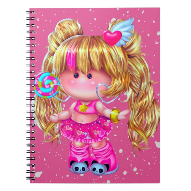Cute rosa Kawaii Doll Anteckningsbok (Framsidan)