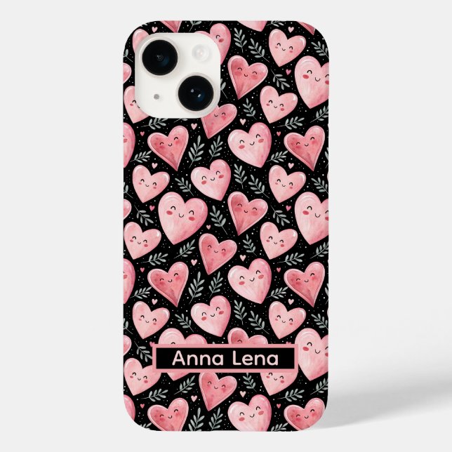 Cute rosa kawaii-hjärtan iPhone/iPad-fall (Baksida)