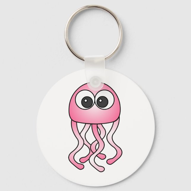 Cute Rosa Kawaii Jellyfish Keychain Nyckelring (Framsida)