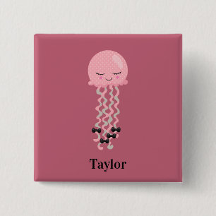 Cute Rosa Kawaii Jellyfish Knapp