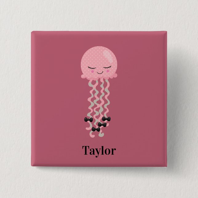 Cute Rosa Kawaii Jellyfish Knapp (Framsida)