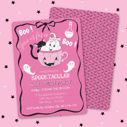 Cute Rosa Kid Halloween-inbjudan med Black Bow Inbjudningar