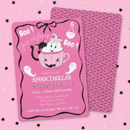 Cute Rosa Kid Halloween-inbjudan med Black Bow Inbjudningar
