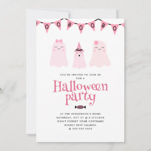 Cute Rosa Kids Halloween fest Inbjudningar