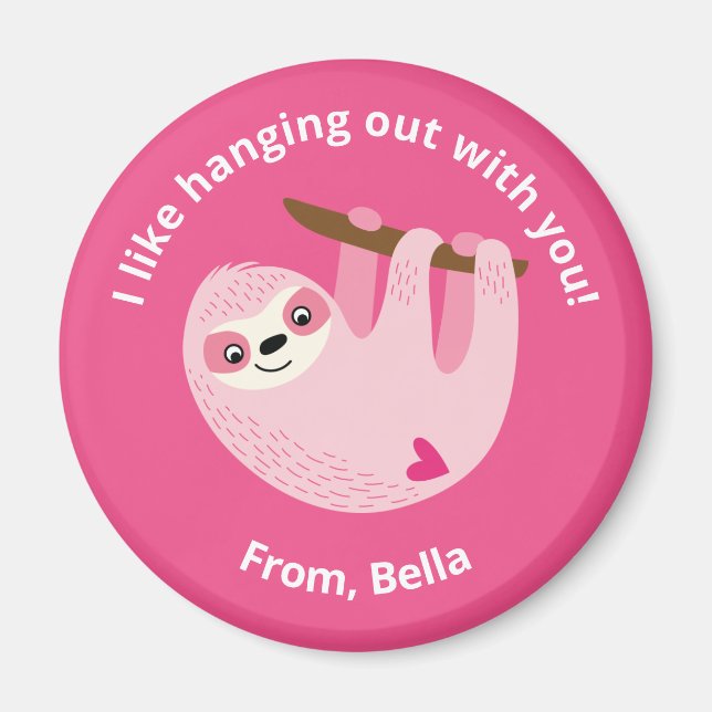 Cute Rosa Kids Valentine Magnet (Framsidan)