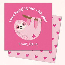 Cute Rosa Kids Valentine Note Card Anteckningskort