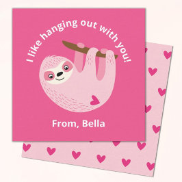 Cute Rosa Kids Valentine Note Card Anteckningskort