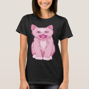 Cute Rosa Kitten Baby djur Pet med Nappar T Shirt