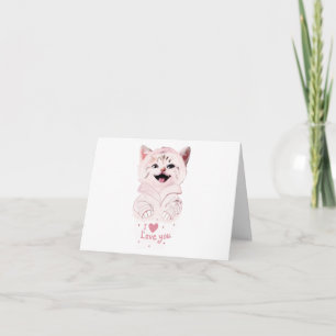 Cute Rosa Kitten "I Kärlek You"-hälsningskort Kort