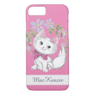 Cute Rosa Kitten och Flowers Girl