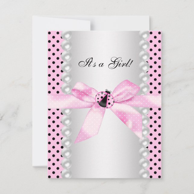Cute Rosa Ladybug Baby Shower Inbjudningar (Framsida)