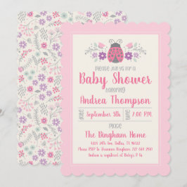 Cute Rosa Ladybug Girl Baby Shower-inbjudan Inbjudningar