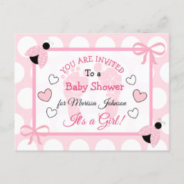 Cute Rosa Ladybug Girl's Baby Shower Thworthy Inbj Vykort