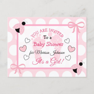 Cute Rosa Ladybug Girl's Baby Shower Thworthy Inbj Vykort