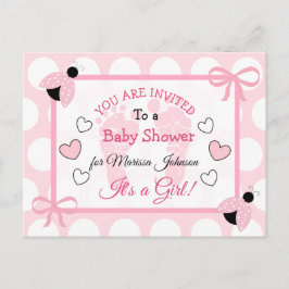 Cute Rosa Ladybug Girl's Baby Shower Thworthy Inbj Vykort