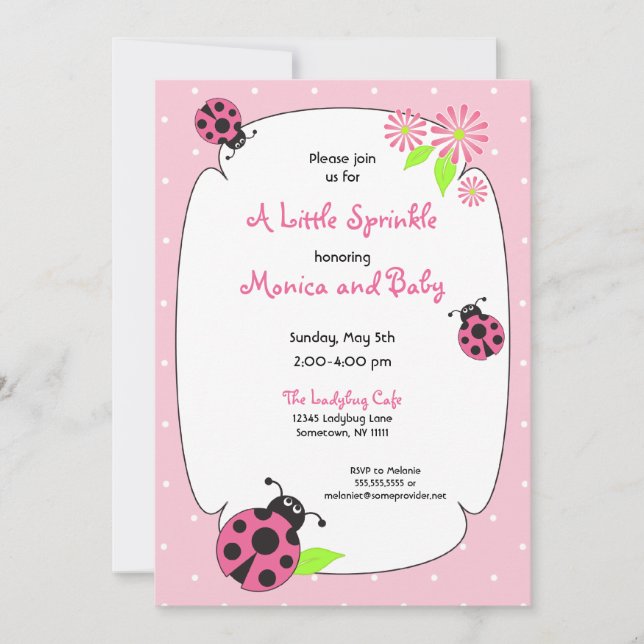 Cute Rosa Ladybug-inbjudan Inbjudningar (Framsida)