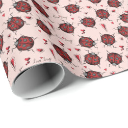 Cute  Rosa Ladybug Kärlek Kryp & Red Heart Kids Presentpapper