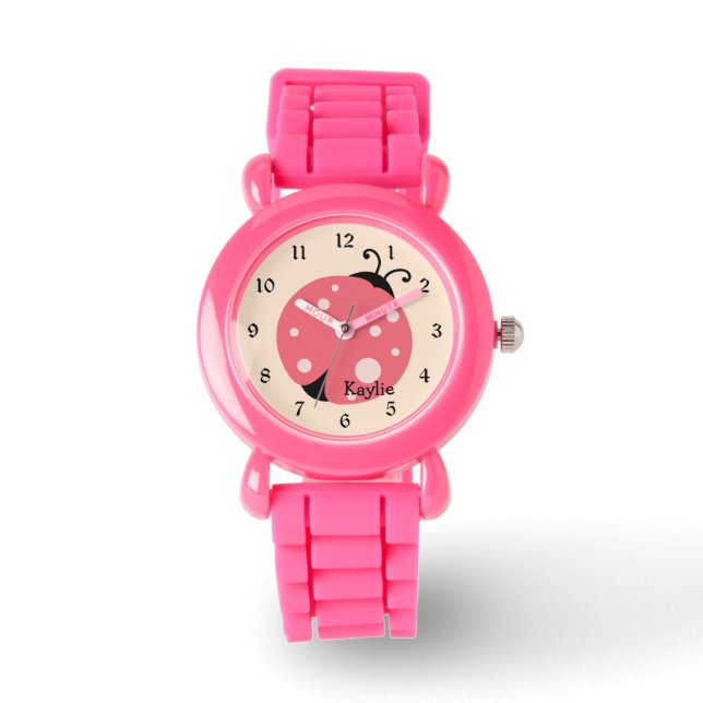 Cute Rosa Ladybug Kids Watch Armbandsur (Framsida)