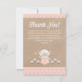 Cute Rosa Lamb Girl Baby Shower Tack för ditt kort