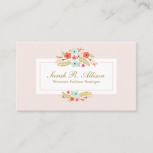 Cute Rosa Land Flowers Vintage Blommigt Boutique Visitkort