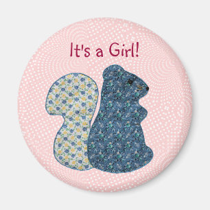 Cute Rosa Land Stil-ekorren Flicka Magnet