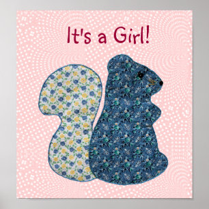 Cute Rosa Land Stil-ekorren Flicka Poster