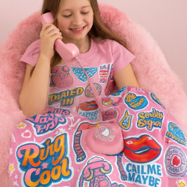 Cute Rosa Landline Telefon Throw for Girl Fleecefilt
