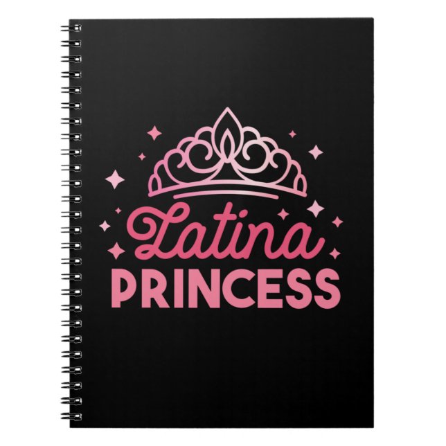 Cute Rosa Latina Princess Krona Anteckningsbok (Framsidan)