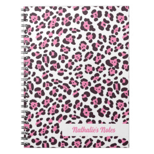 Cute Rosa Leopard Skriv ut den bärbara datorn Spir Anteckningsbok