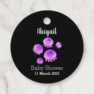 Cute rosa lila jellyfish kawaii tecknad gåvor etiketter