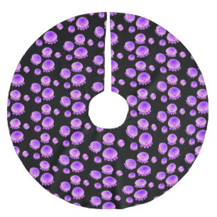 Cute rosa lila jellyfish kawaii tecknad julgransmatta borstad polyester