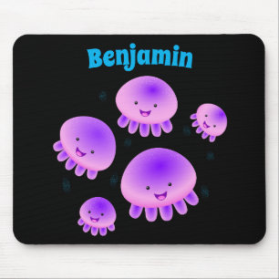 Cute rosa lila jellyfish kawaii tecknad musmatta