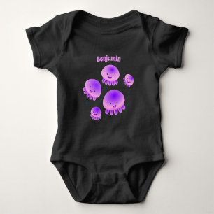 Cute rosa lila jellyfish kawaii tecknad t shirt