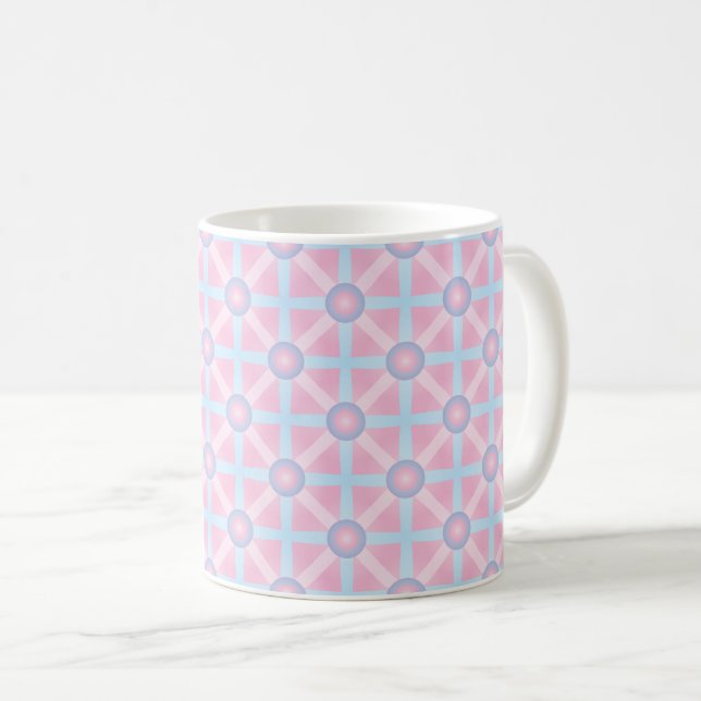 Cute Rosa, Lila och Light Blue Mönster Kaffemugg (Framsida höger)