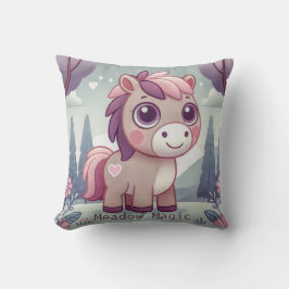 Cute Rosa Lila Pony i Dreamy Meadow Kudde