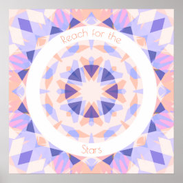 Cute Rosa Lila Reach for Stars Motivational Poster
